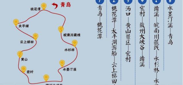 暑假青岛出发安徽6日自驾游：黄山·太平湖·徽州大峡谷·月亮湾·皖南川藏线·奇山秀水避暑