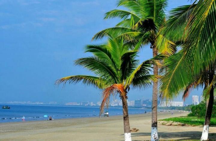 三亚湾度假区的风景不错,湾长沙细,岸上绿树如带,有著名的二十里椰林