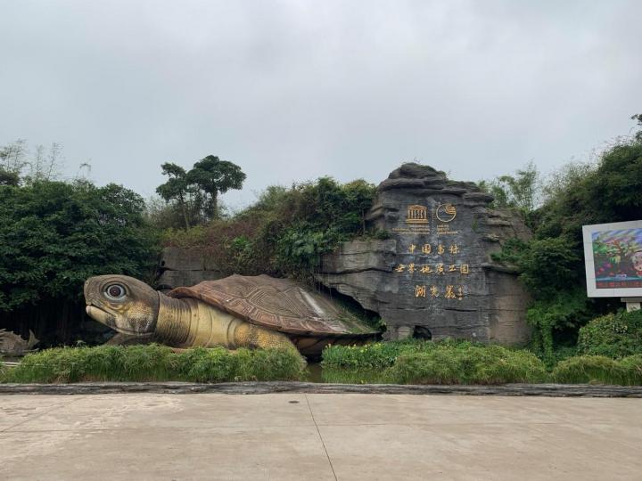 湖光岩风景区是湛江市最著名的景点,这个火山口湖很大,湖面很干-湛江